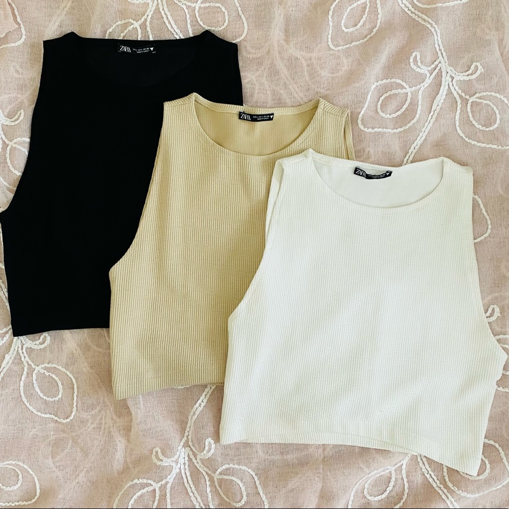 Set of 3 Zara Textured Weave Crop Tops